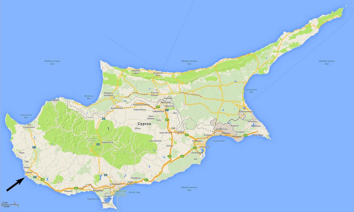 خريطة قبرص بافوس