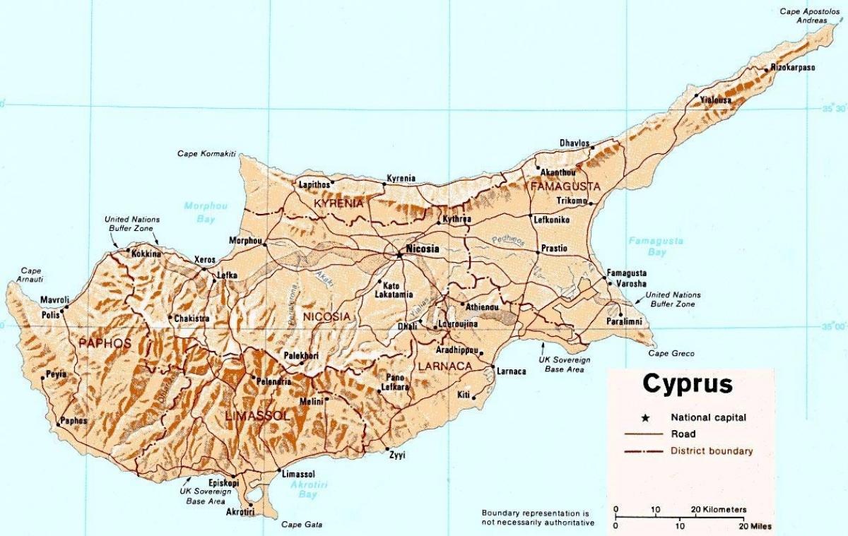 خريطة مفصلة من جزيرة قبرص