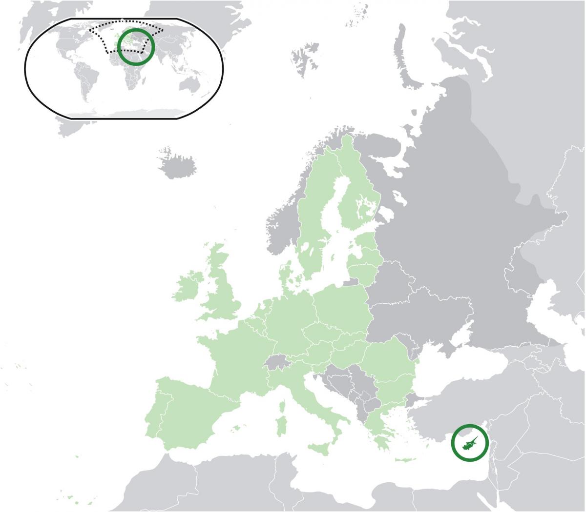 خريطة أوروبا توضح قبرص