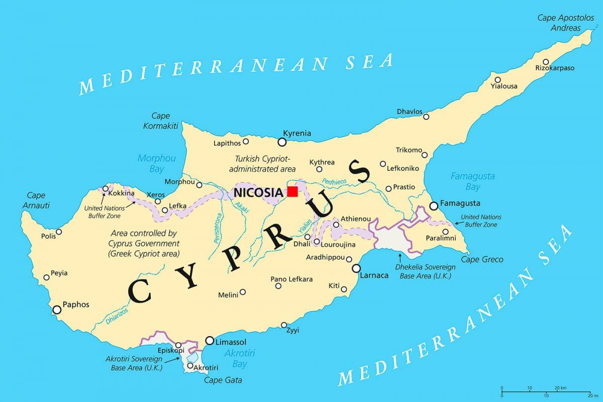 خريطة تبين قبرص