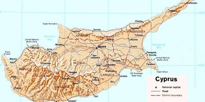 خريطة مفصلة من جزيرة قبرص